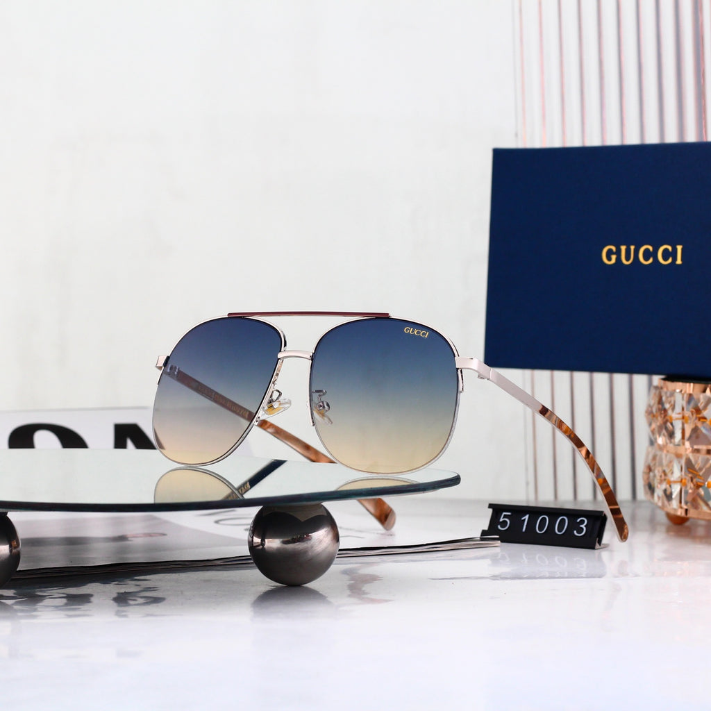 7 Color Classic Double Bridge Aviator Sunglasses - 51003