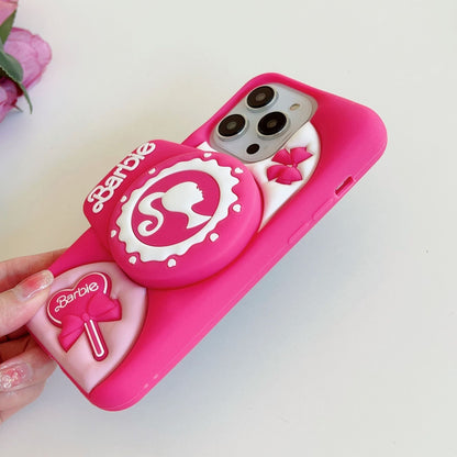 Preciosa funda de silicona rosa para cámara
