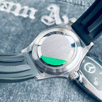 Luxury Blue Dial Automatic Mechanical Watch – Stainless Steel Case, Silver Bezel & Blue Strap