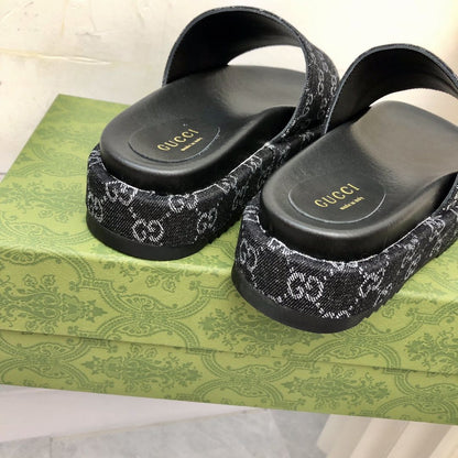 Platform Slippers With Double G Motif