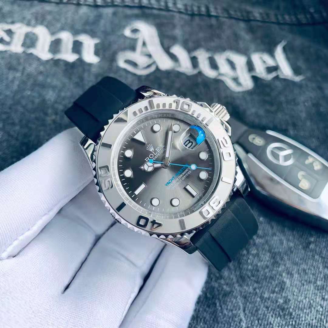 Luxury Blue Dial Automatic Mechanical Watch – Stainless Steel Case, Silver Bezel & Blue Strap
