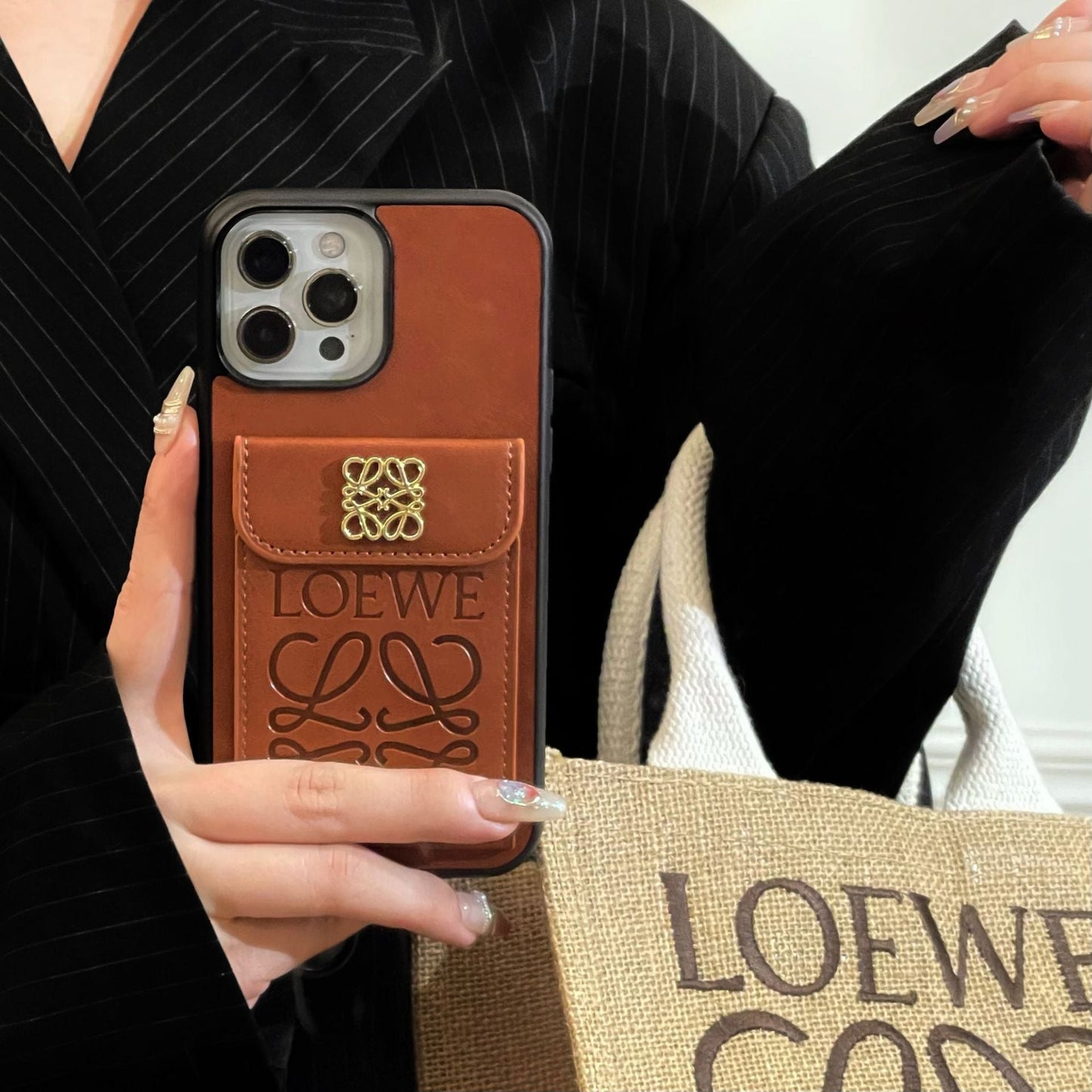 Étui porte-monnaie en cuir gaufré