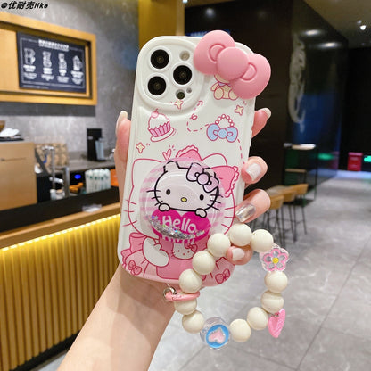 Estuche rosa con diseño de dibujos animados