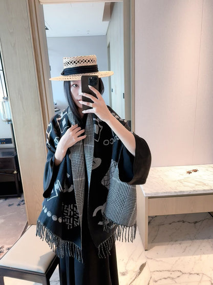 2026 New Double-Sided Cashmere Scarf – Playful Vintage Feminine Style