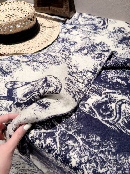 2026 Ink-Wash Jungle Wool Scarf – Artistic Animal Print, French-Inspired Elegance
