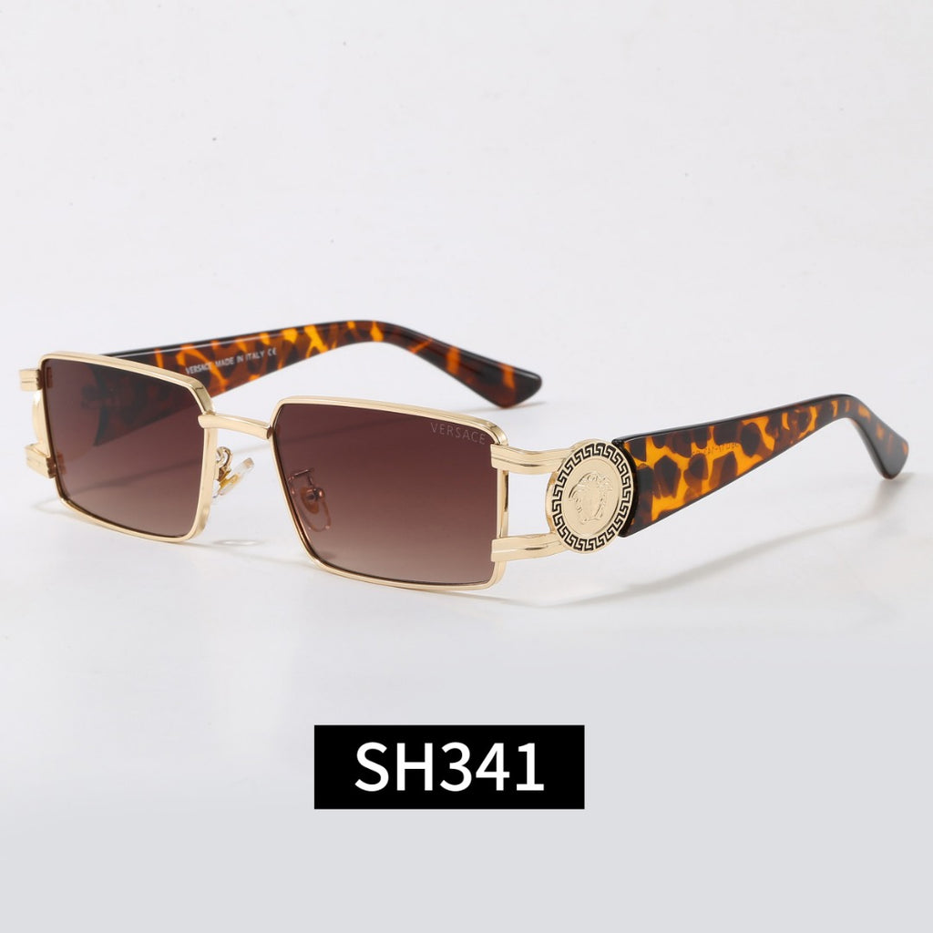 Rimless Rectangular Sunglasses 7 Style Options Vintage Medallion Design Classic Fashion Luxury Look SH341