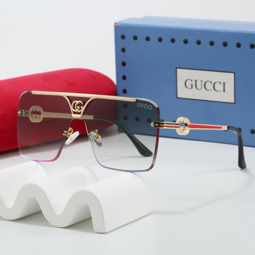 7 colors square half-frame metal sunglasses