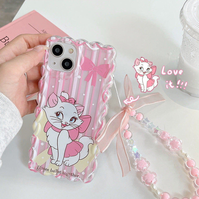 Funda de gato con estampado de ondas rosas