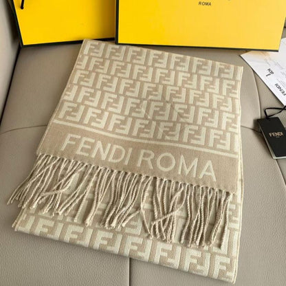 Écharpe vintage en laine et cachemire à monogramme F