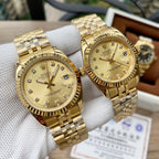 Classic Stainless Steel Luxury Dress Watch – 5-Color Dial Collection with Crystal Markers, Elegant Gold & Two-Tone Finishes
