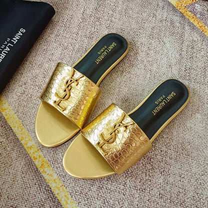 Classic Gold Signature Flat Slippers