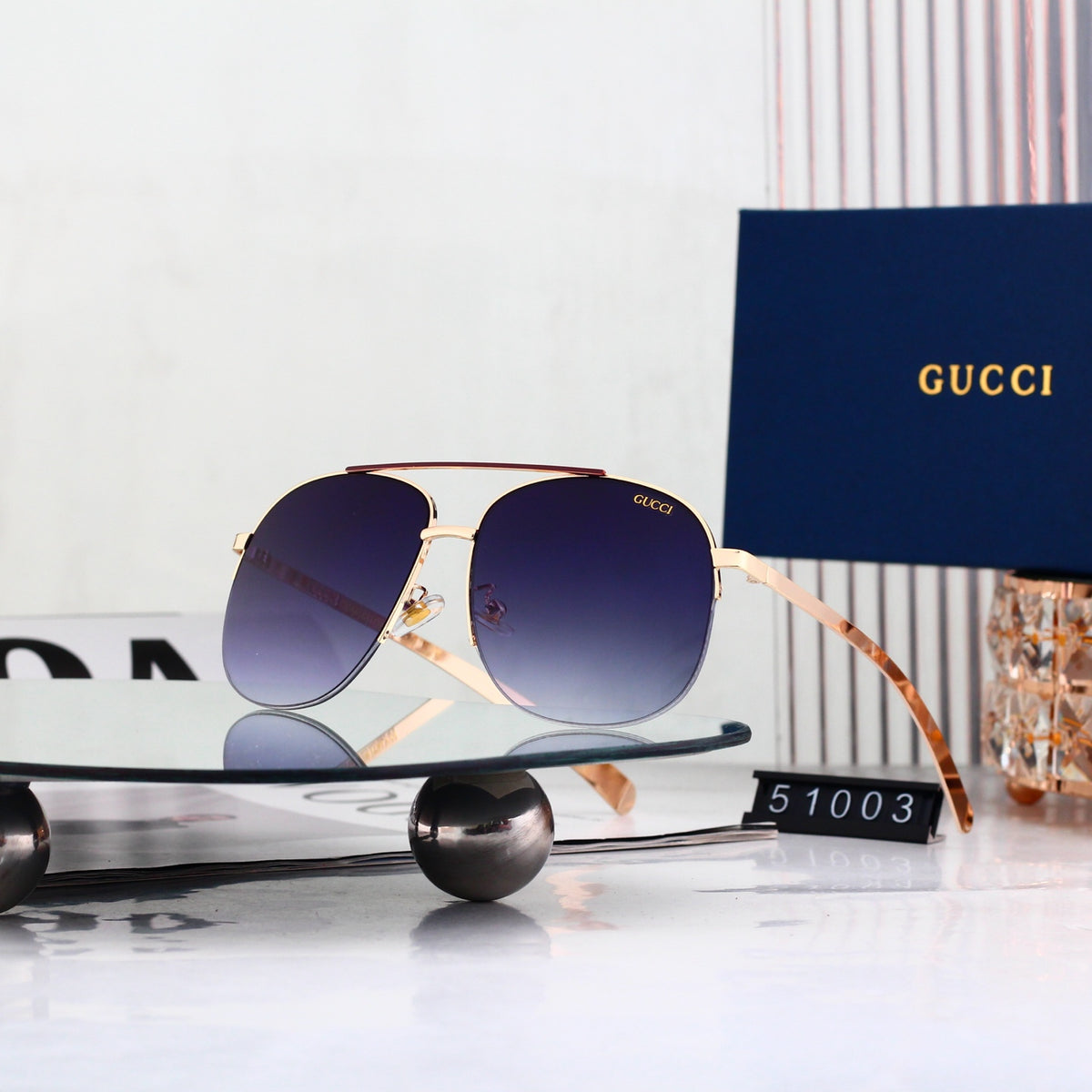7 Color Classic Double Bridge Aviator Sunglasses - 51003