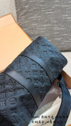 Black Embossed Leather Mini Travel Bag