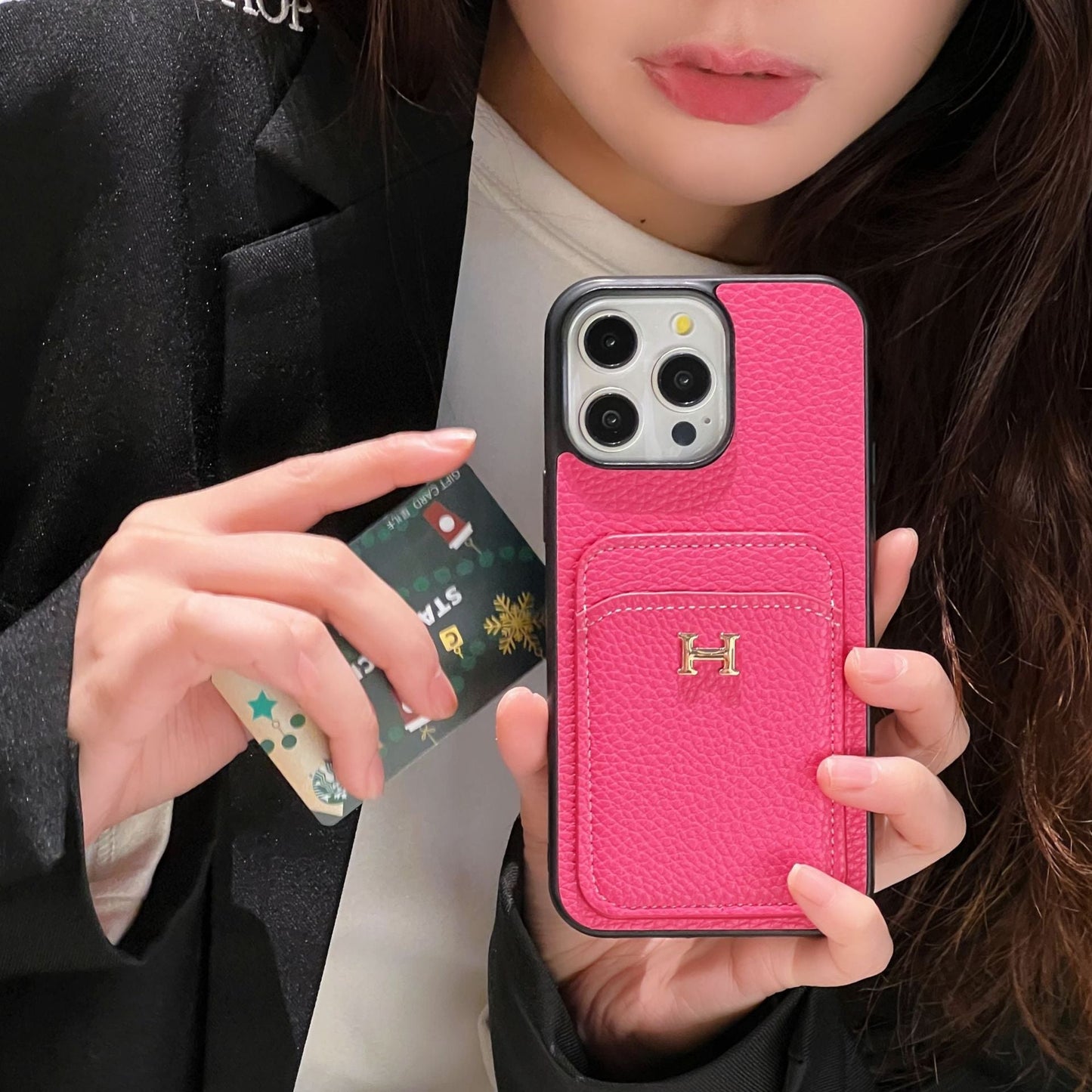 Estuche monedero con patrón de lichi