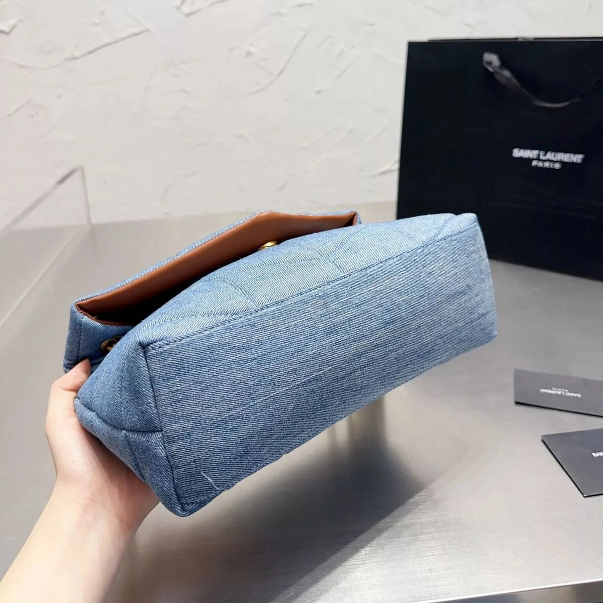 LouLou Puffer Washed Denim Bag