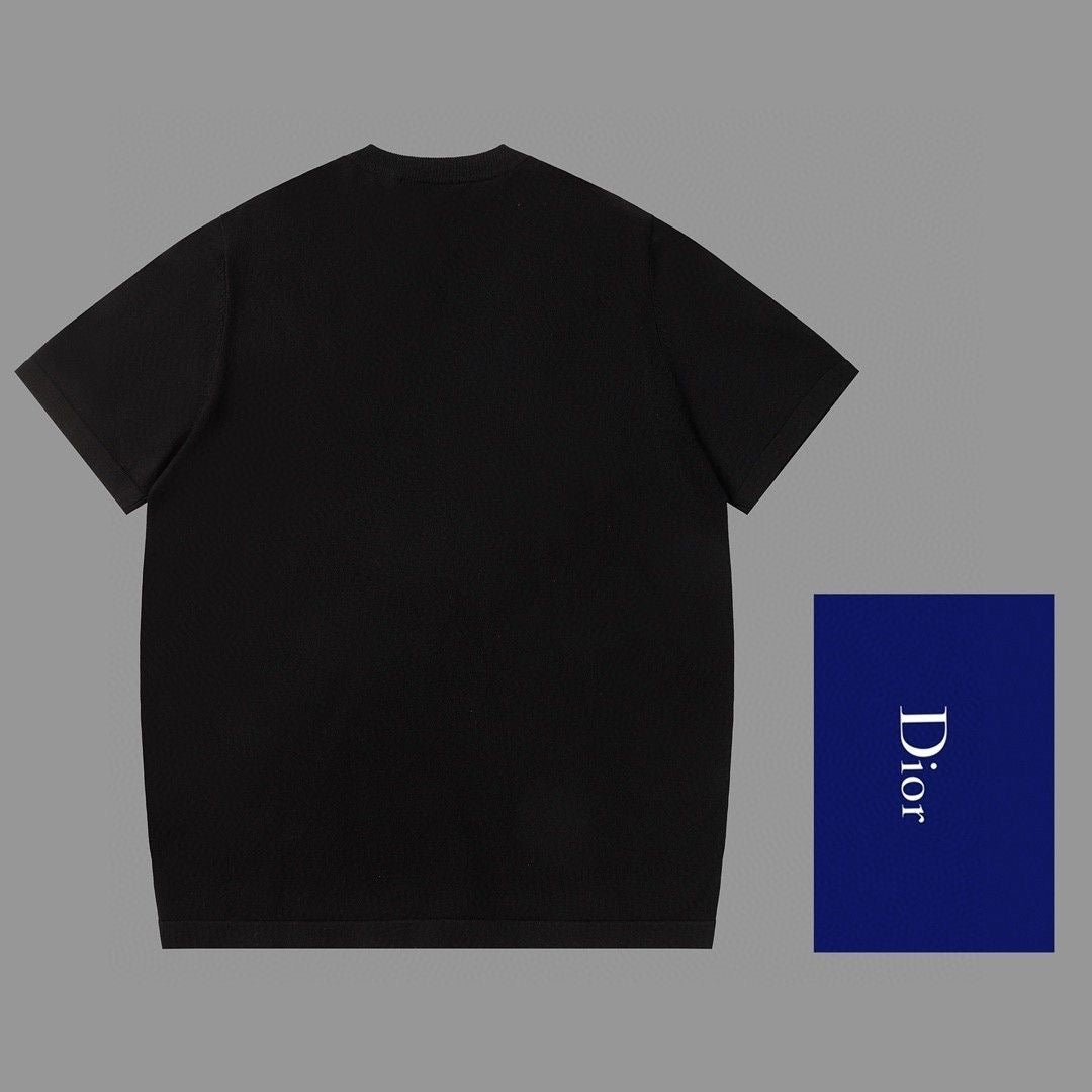 0528 Camiseta de manga corta de lana con letras clásicas de Jacquard