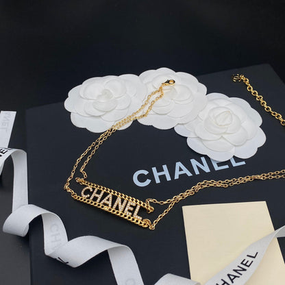 Double Layer Diamond Letter Cookie Necklace