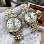 Classic Stainless Steel Luxury Dress Watch – 5-Color Dial Collection with Crystal Markers, Elegant Gold & Two-Tone Finishes
