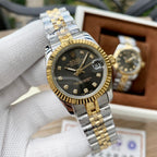 Classic Stainless Steel Luxury Dress Watch – 5-Color Dial Collection with Crystal Markers, Elegant Gold & Two-Tone Finishes