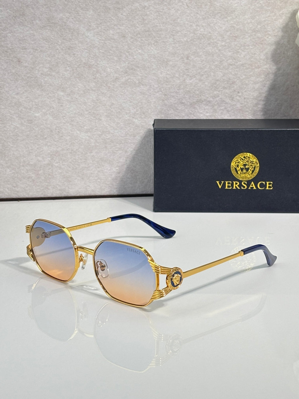 Retro Octagonal Metal Frame Sunglasses - VE7223
