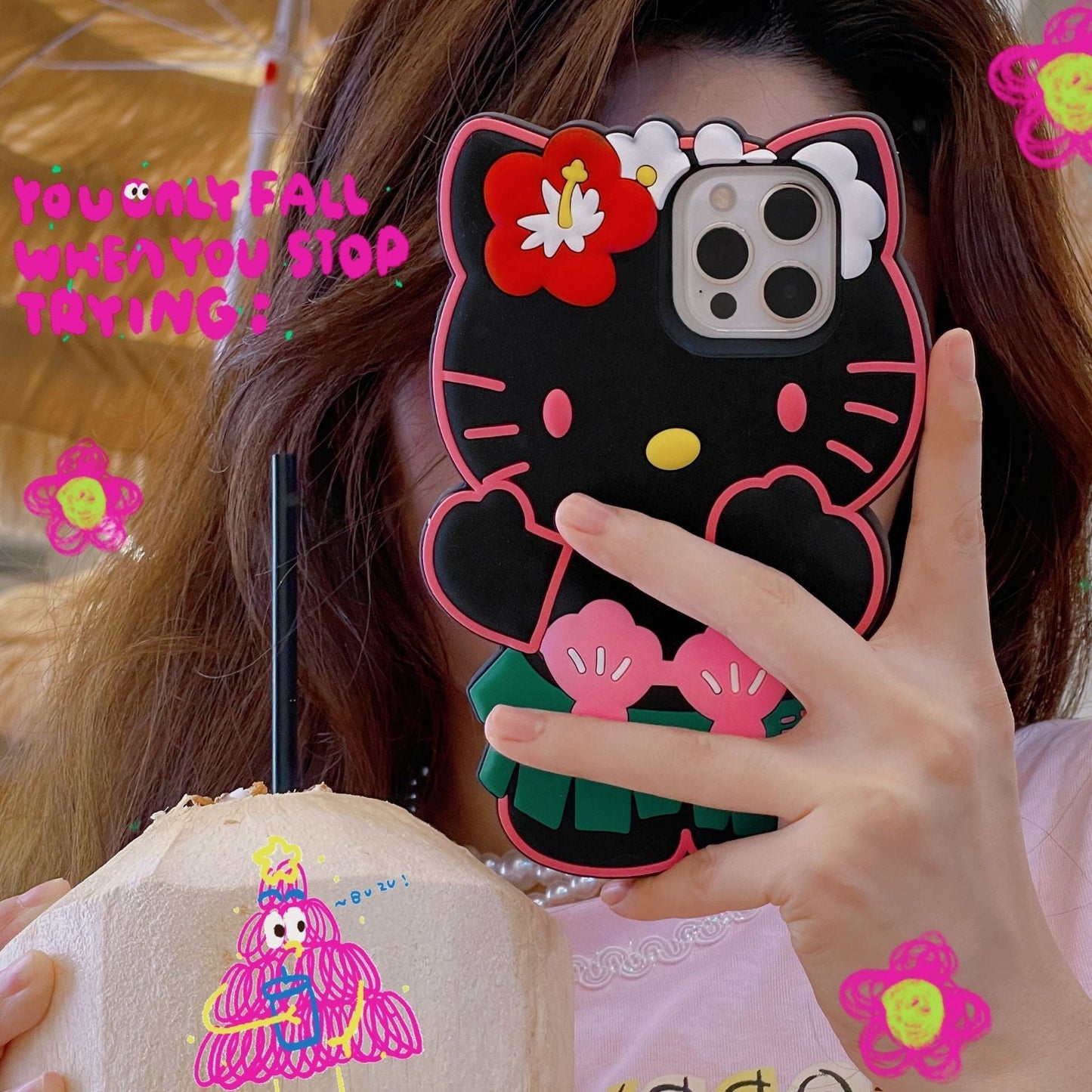 Étui en silicone pour chat mignon d'été