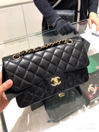 Classic Black Quilted Leather Bag | Black & Gold 🖤