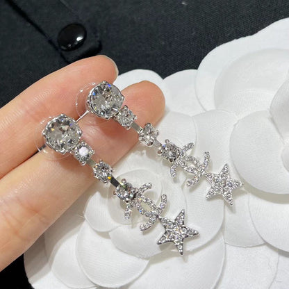 Boucles d'oreilles longues Étoile de Cristal