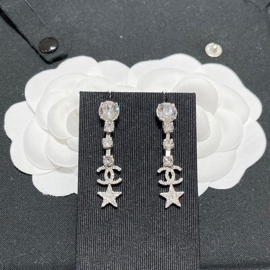 Pendientes Largos Estrella Cristal