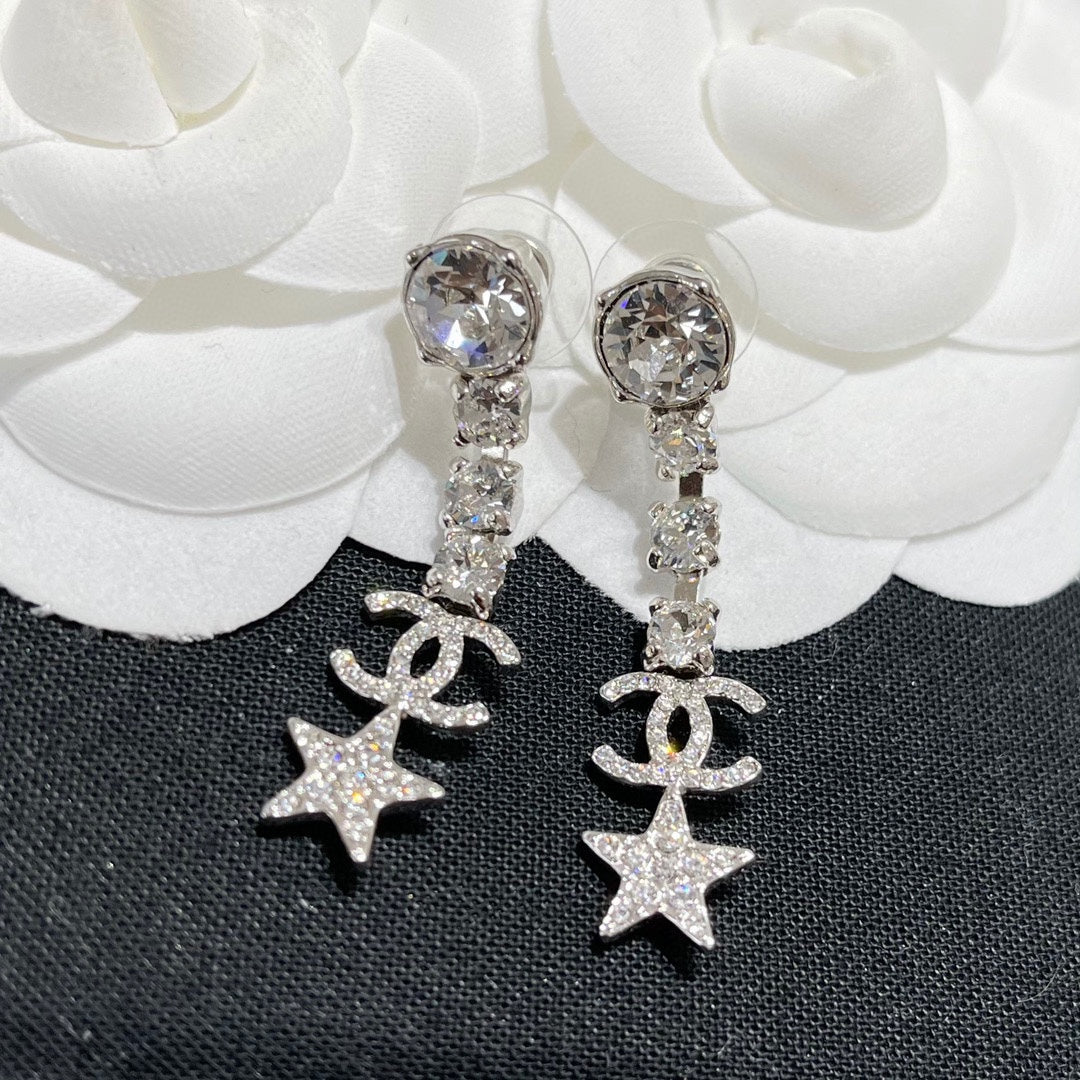 Boucles d'oreilles longues Étoile de Cristal