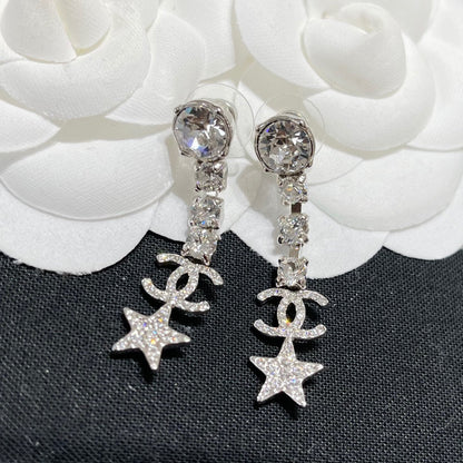 Boucles d'oreilles longues Étoile de Cristal