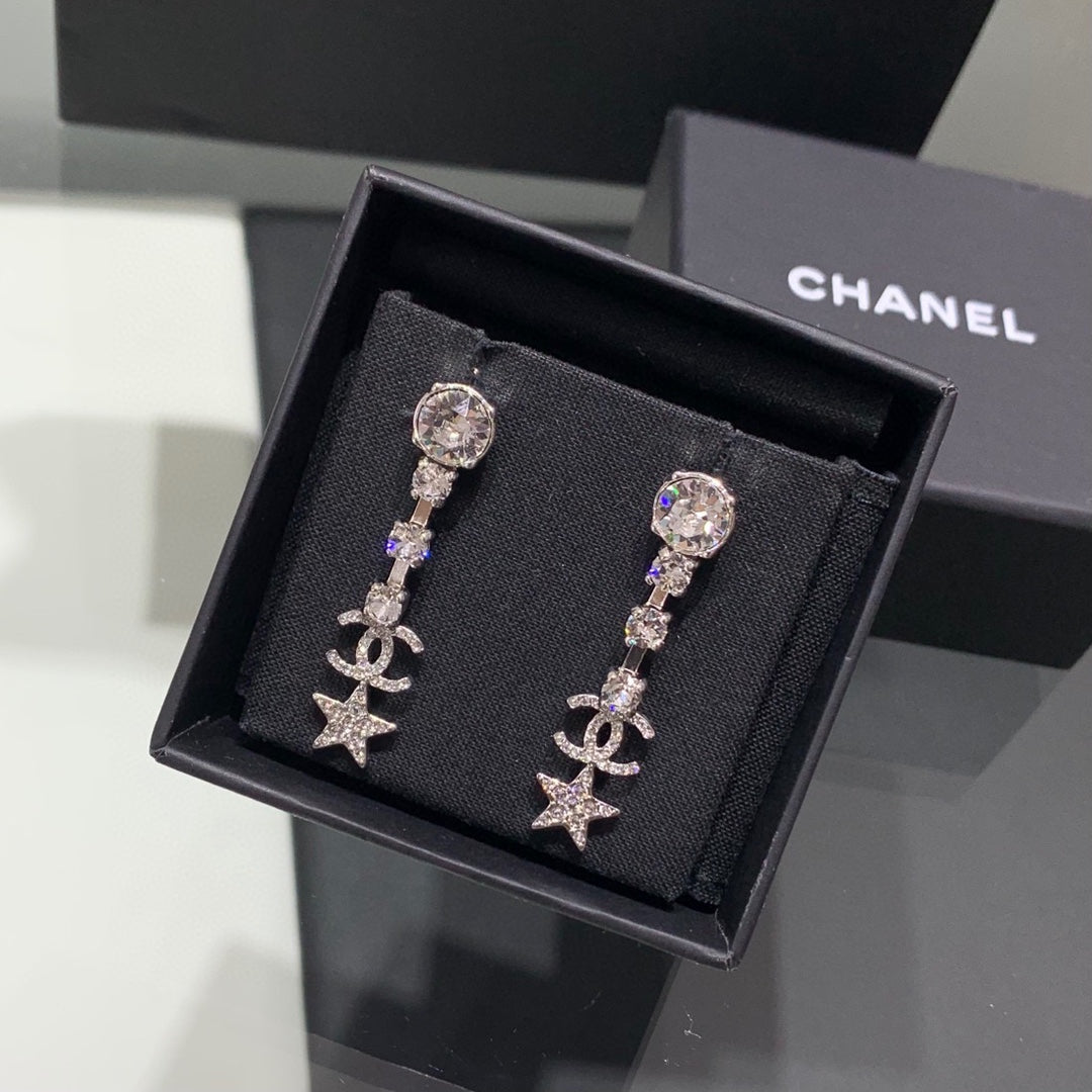 Boucles d'oreilles longues Étoile de Cristal