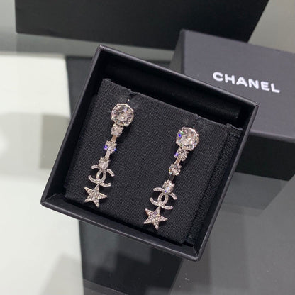 Boucles d'oreilles longues Étoile de Cristal