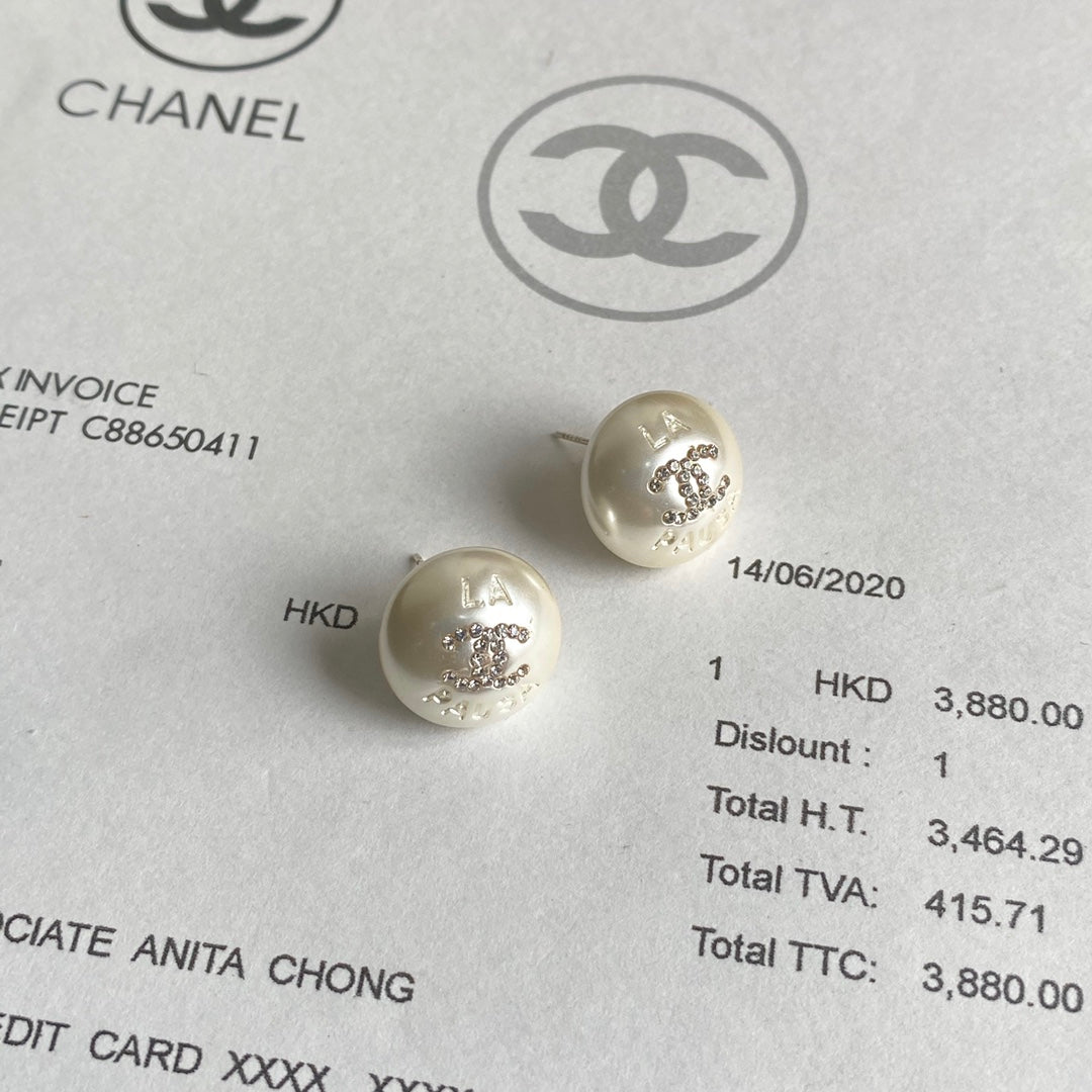 Boucles d'oreilles clous rétro diamant brillant perle