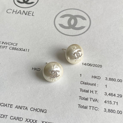 Boucles d'oreilles clous rétro diamant brillant perle
