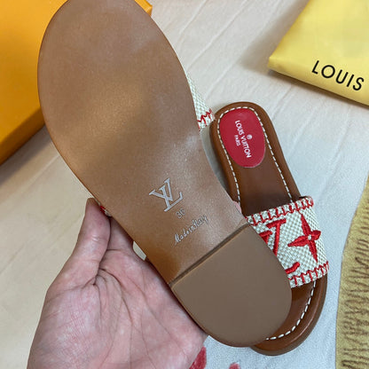 Pantuflas de Monograma de Paja de Verano