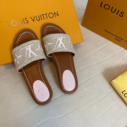 Pantuflas de Monograma de Paja de Verano
