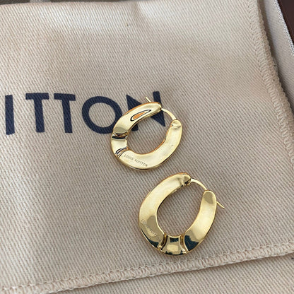 Pendientes de aro con sello de flor en oro L
