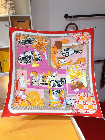 Foulard en Soie Carré 70 "Confort en Automobile"