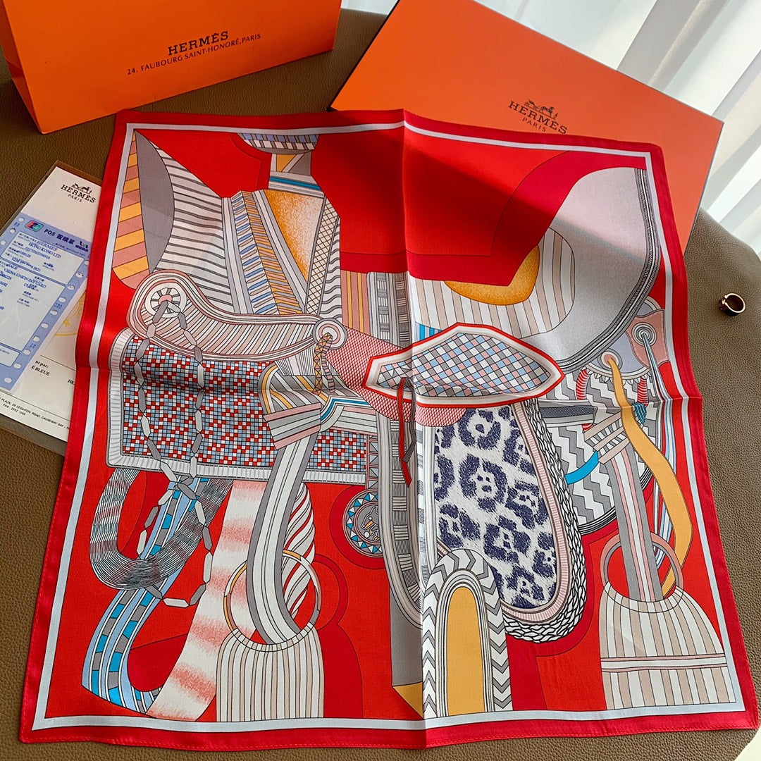 Foulard en Soie Carré Fantaisie Petite Selle