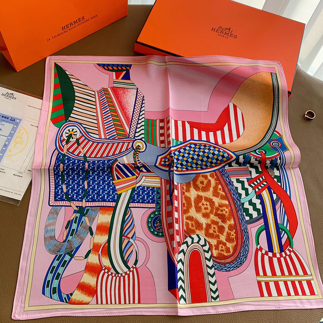 Foulard en Soie Carré Fantaisie Petite Selle