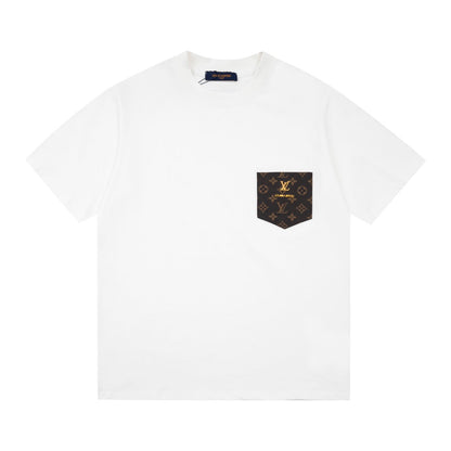 T-shirt simple poche en cuir