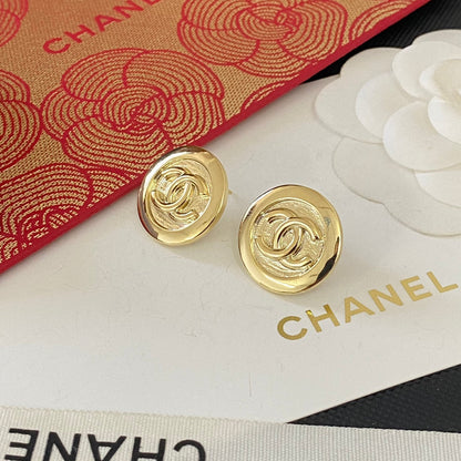 Pendientes redondos dorados vintage