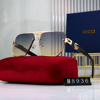 Gafas de sol poligonales de moda con logotipo metálico