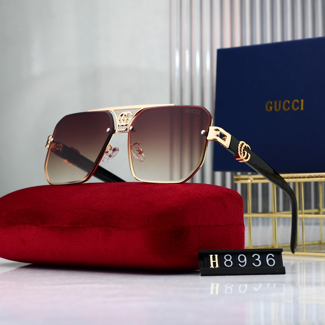 Gafas de sol poligonales de moda con logotipo metálico