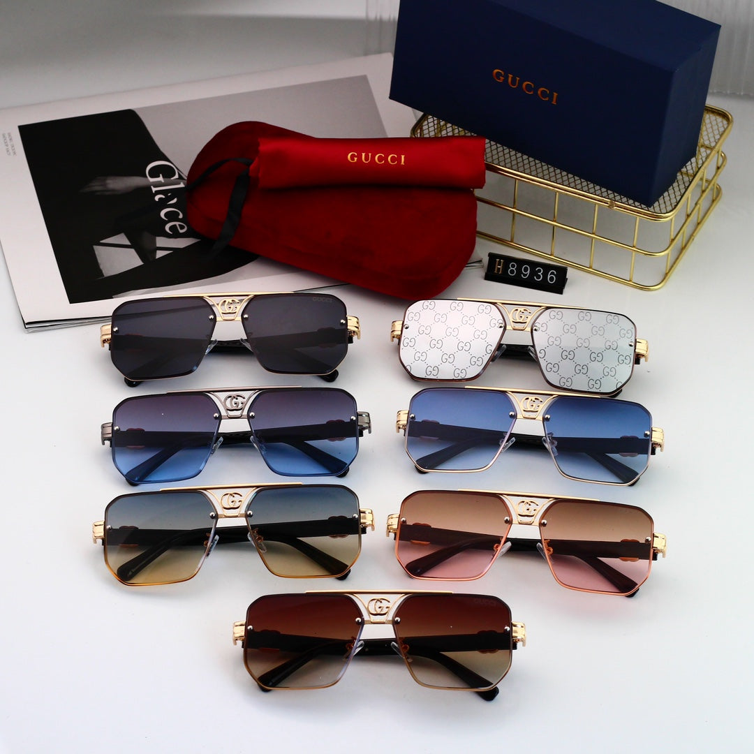 Gafas de sol poligonales de moda con logotipo metálico