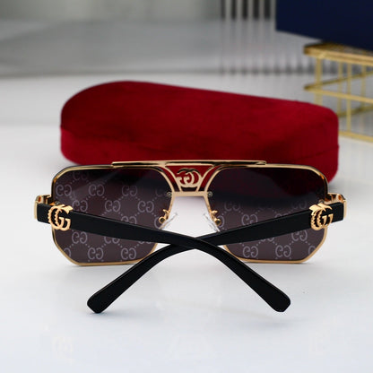 Gafas de sol poligonales de moda con logotipo metálico