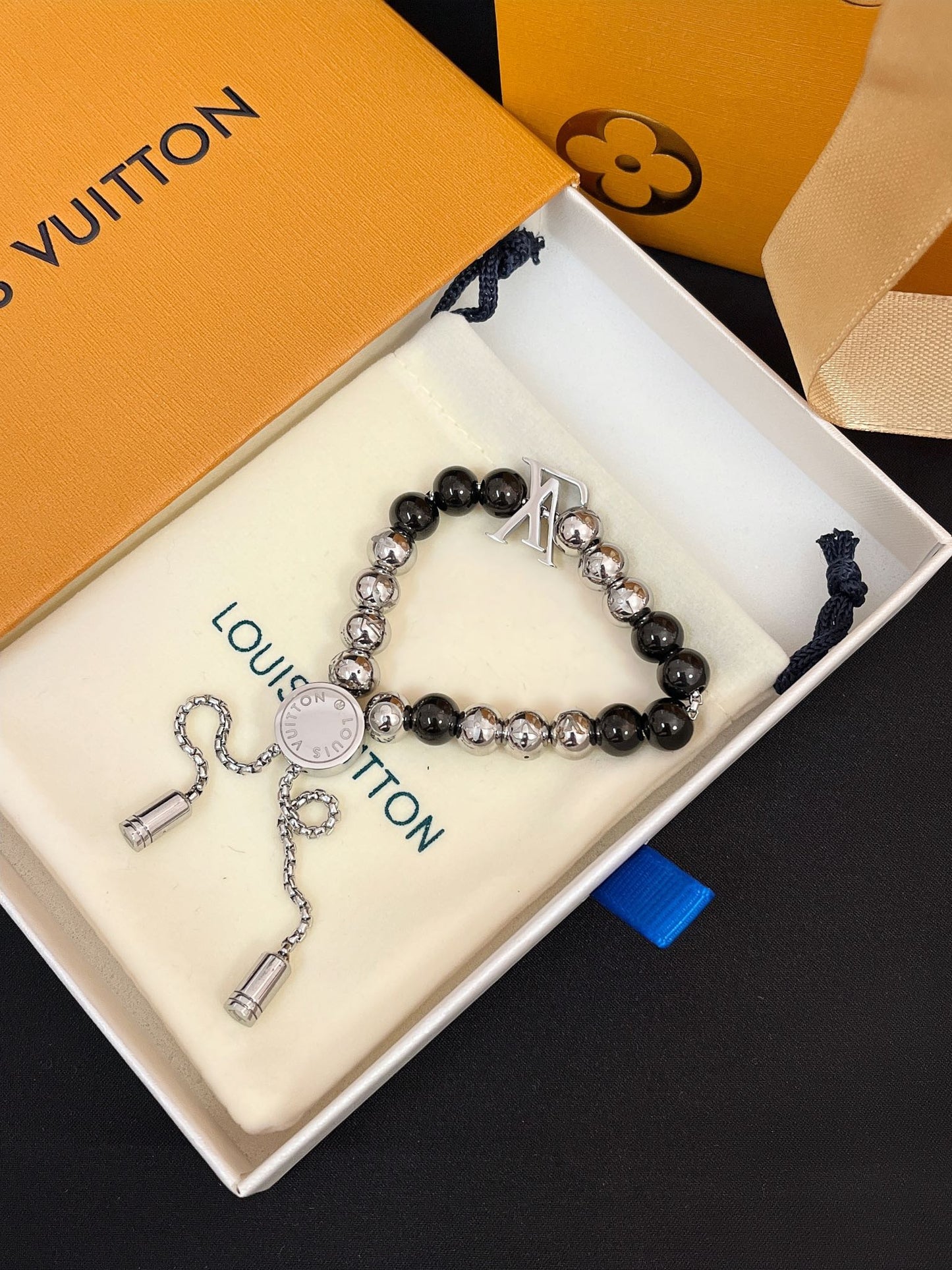 Bracelet unisexe perles avec cordon de serrage tendance