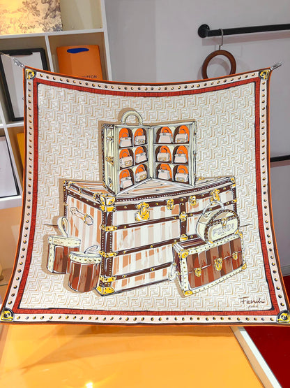 Foulard en soie à imprimé graphique sac à main vintage