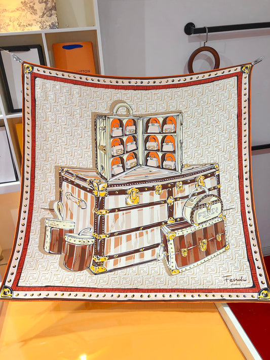 Pañuelo de seda estampado gráfico de bolso vintage