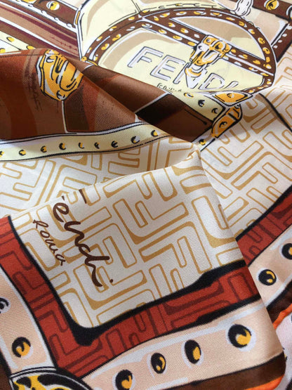 Foulard en soie à imprimé graphique sac à main vintage